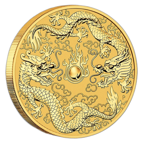 Thumbnail 1 Troy ounce gouden munt dubbele Dragon 2020 voorkant