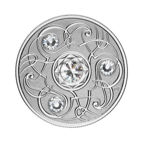 Thumbnail 1 kilo April Birthstone Swarovski Silver Coin 2020 front