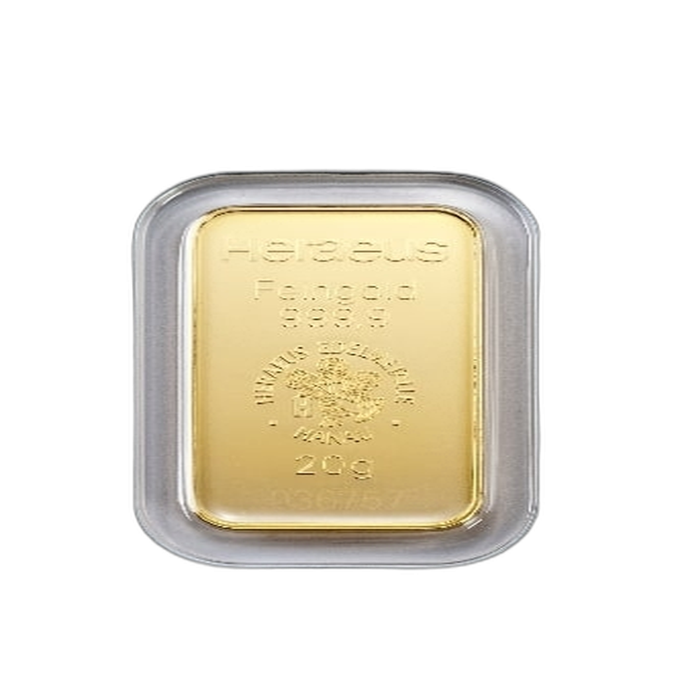 20g Heraeus Goldbarren front