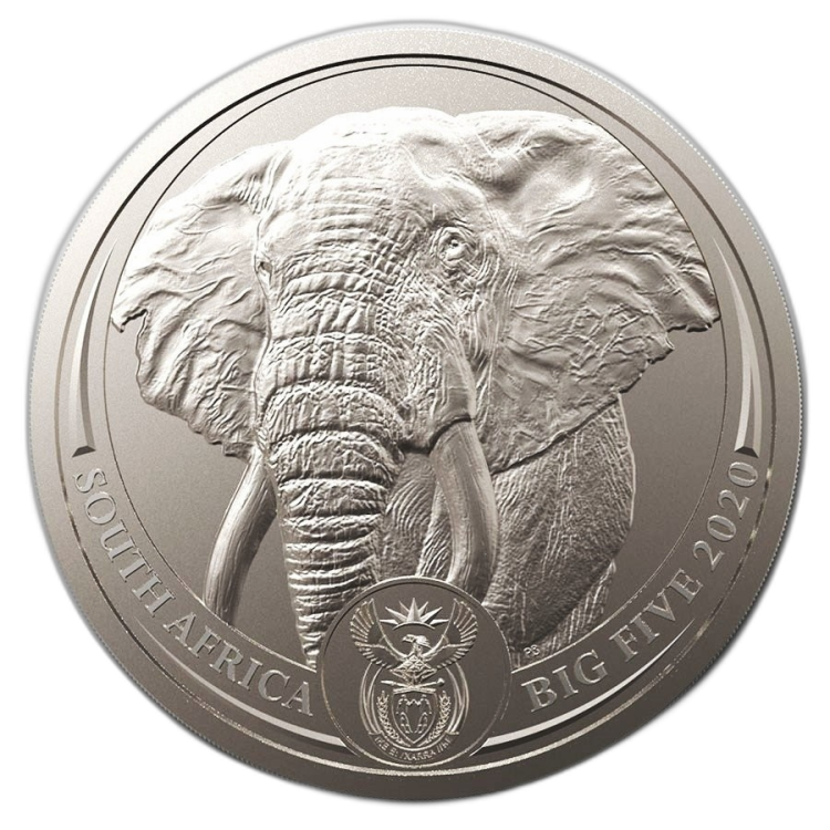 1 Troy ounce platinum coin Big Five Elephant 2020 front
