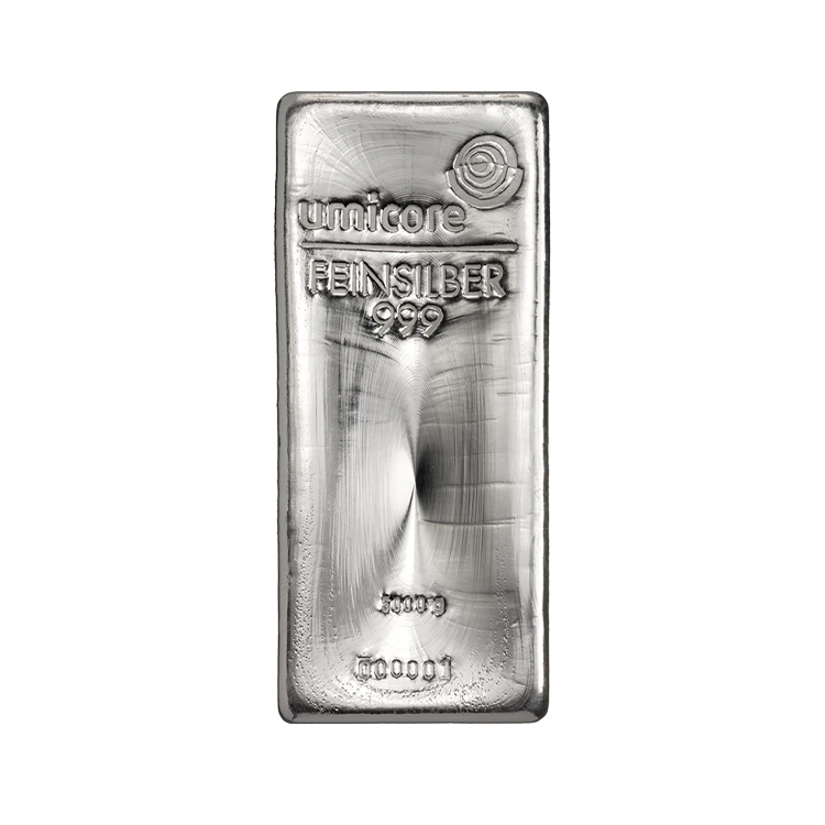 10 kilo Umicore Lingot d'Argent front