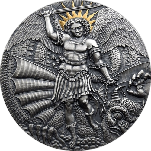 Thumbnail 3 troy ounce silver coin St. Michael and the Dragon Apocalypse front