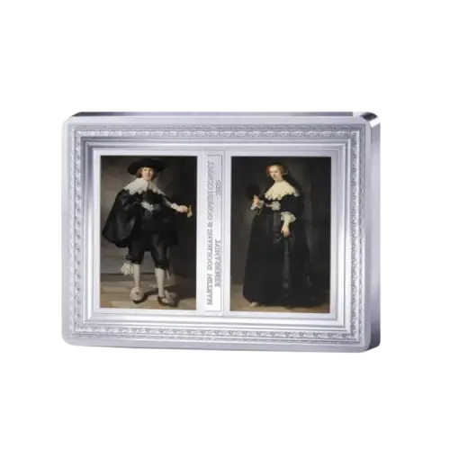 Thumbnail Halve kilo zilveren Rembrandt munt – Marten Soolmans & Oopjen Coppit achterkant