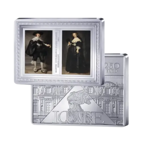 Thumbnail Halve kilo zilveren Rembrandt munt – Marten Soolmans & Oopjen Coppit voorkant