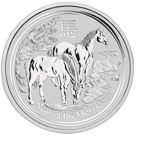 Thumbnail 1/2 oz Lunar Zilveren Munt 2014 voorkant