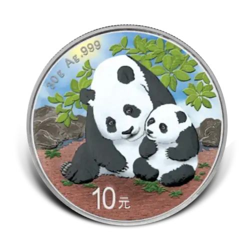 Thumbnail 30 g Silber Panda 2024 farbige Münze front