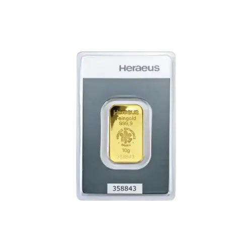 Thumbnail 10g Heraeus Lingote de Oro 2017 front