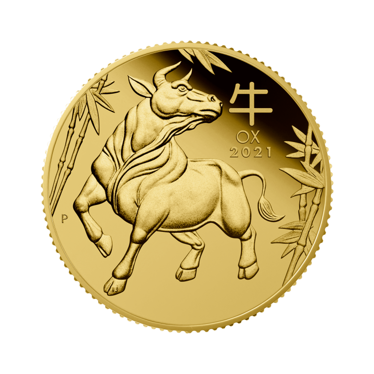 1/4 oz Lunar Gouden Munt 2021 voorkant