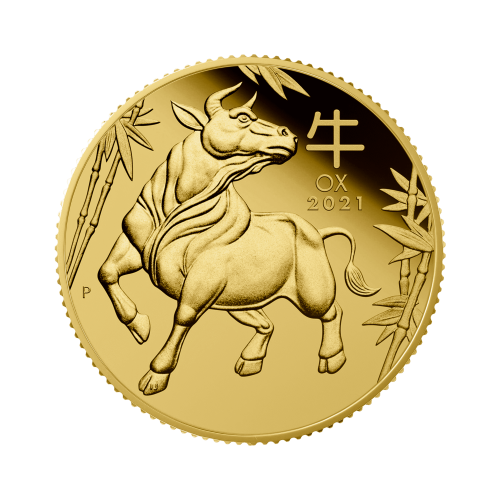 Thumbnail 1/4 oz Lunar Gouden Munt 2021 voorkant