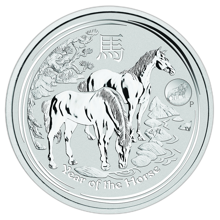 1 oz Lunar Zilveren Munt 2014 voorkant