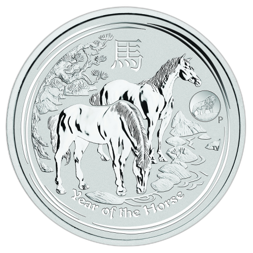 Thumbnail 1 oz Lunar Zilveren Munt 2014 voorkant