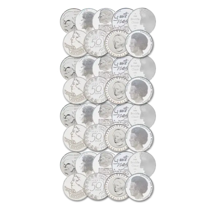 1 kilo 100 Silber 50 gulden muntstukken Silbermünze Verschiedene Jahre front