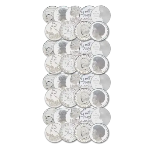 Thumbnail 1 kilo 100 Silber 50 gulden muntstukken Silbermünze Verschiedene Jahre front