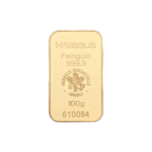 Thumbnail 100g Heraeus Lingot d'Or angle 1