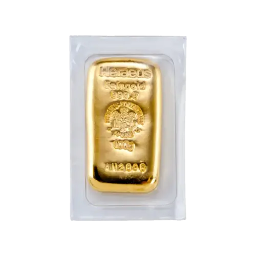 Thumbnail 100g Heraeus Lingot d'Or angle 3