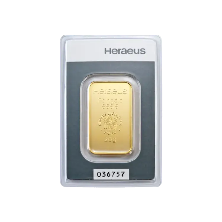 20g Heraeus Lingote de Oro front