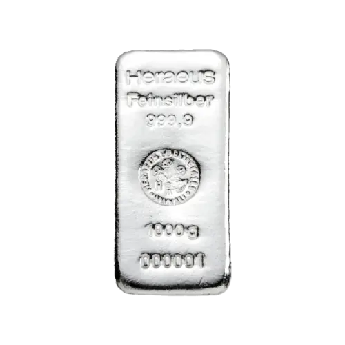 Thumbnail 1 kilo Heraeus Silver Bar Mixed Years front