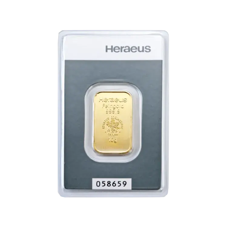 10g Heraeus Lingote de Oro front