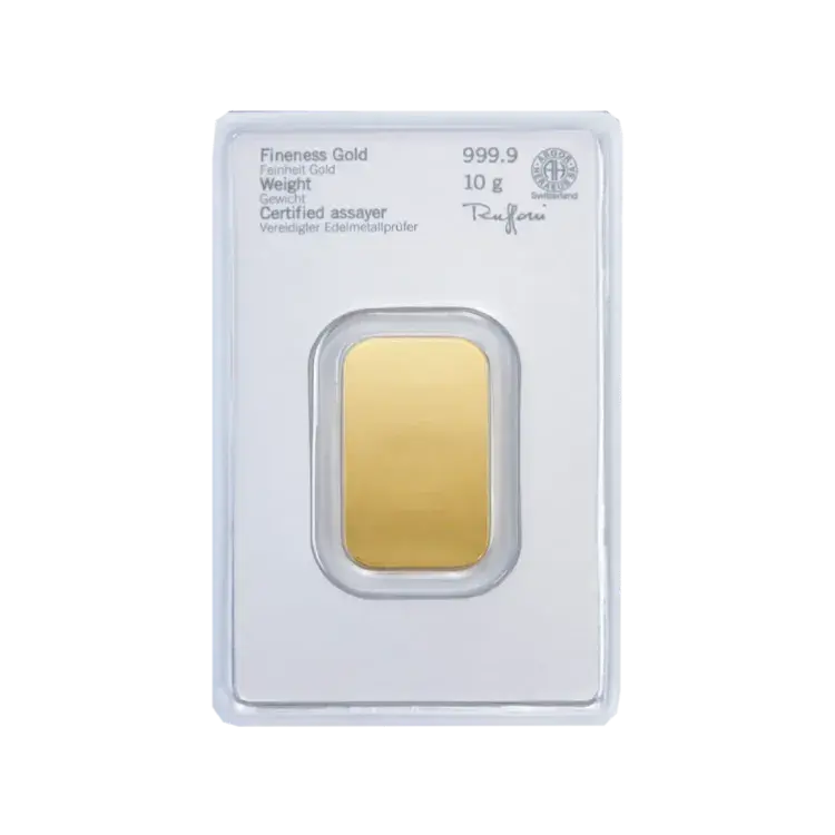 10g Heraeus Lingote de Oro back