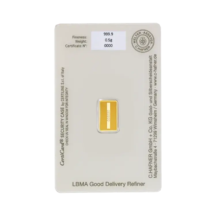 0.5g C. Hafner Gold Bar back