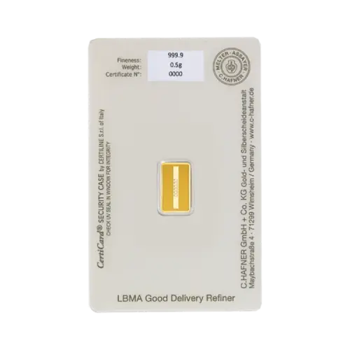 Thumbnail 0.5g C. Hafner Gold Bar back
