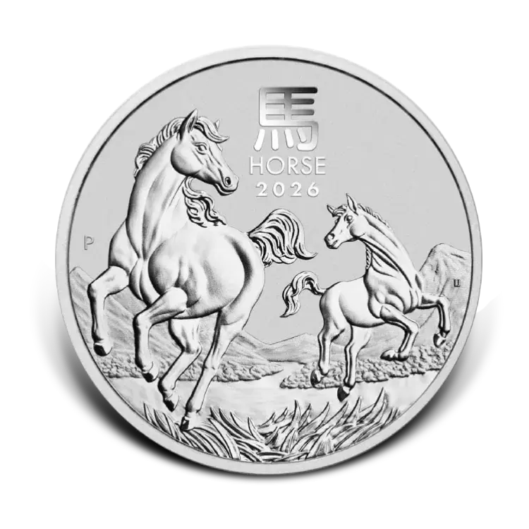 5 oz silver Lunar III - Year of the Horse 2026 front