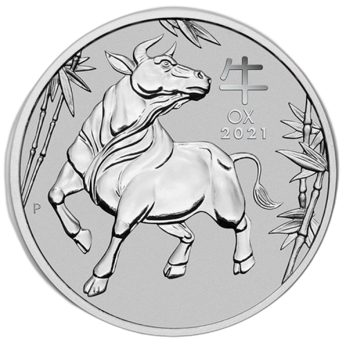 Thumbnail 1 Troy ounce platina munt Lunar 2021 voorkant