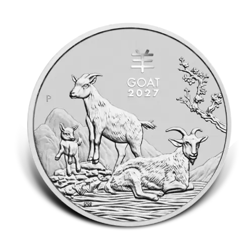 moneda de 1 oz de plata Lunar III Año del Cabra 2027 front