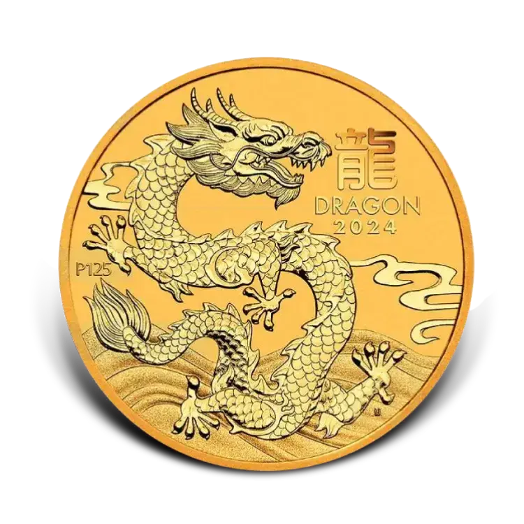 1 oz Lunar Gold Coin 2024 front