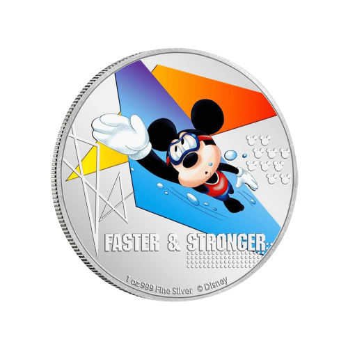Thumbnail 1 troy ounce zilveren munt Disney Mickey Mouse - Faster and Stronger 2020 Proof voorkant