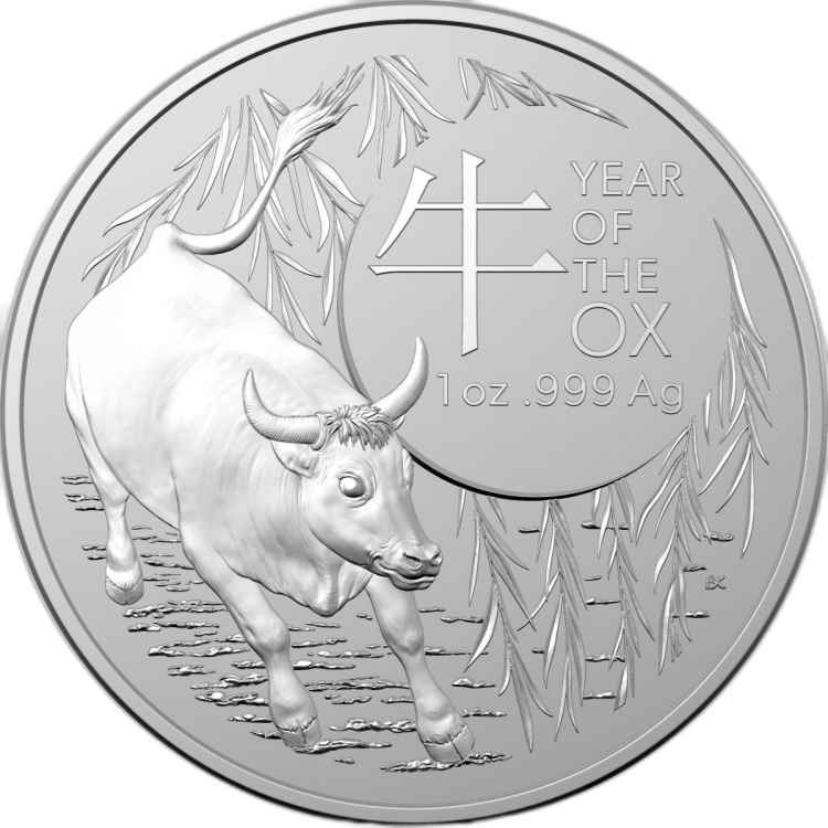 1 oz Lunar Zilveren Munt 2021 voorkant
