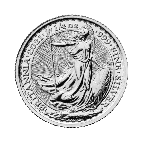 Thumbnail 1/4 oz Britannia Zilveren Munt 2021 voorkant