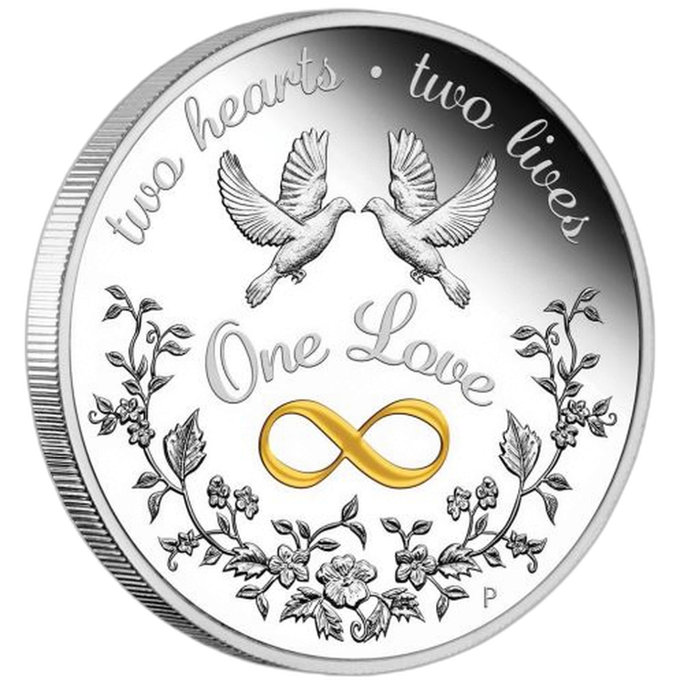 1 troy ounce silver coin one love 2021 proof front