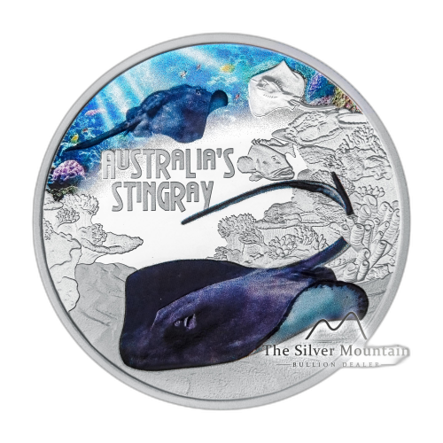 Thumbnail 1 troy ounce zilveren munt Pijlstaartrog 2021 Proof voorkant