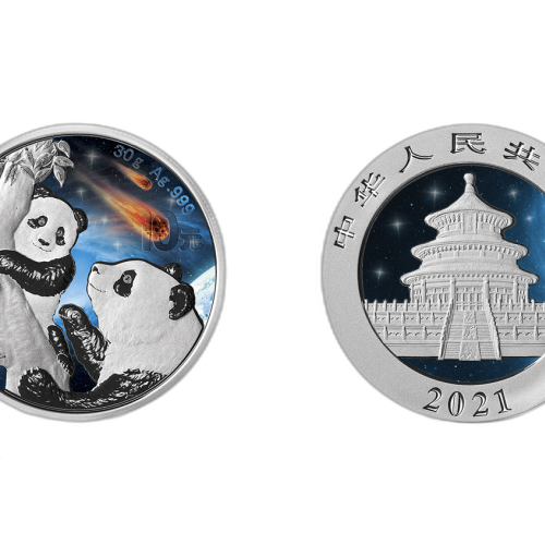Thumbnail 30 Grams silver coin Glowing Galaxy Panda 2021 front
