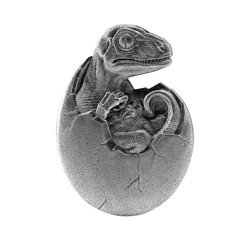 Thumbnail 2 troy ounce zilveren munt Velociraptor 2021 voorkant