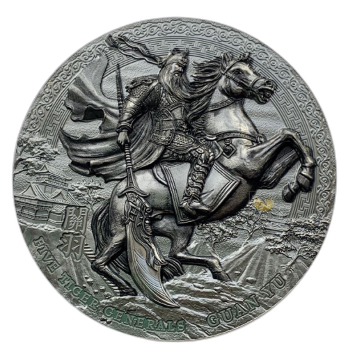 Thumbnail 3 troy ounce silver coin five tiger general Guan Yu 2020 front