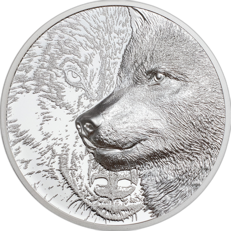 1 troy ounce silver coin Mystic Wolf 2021 Proof front