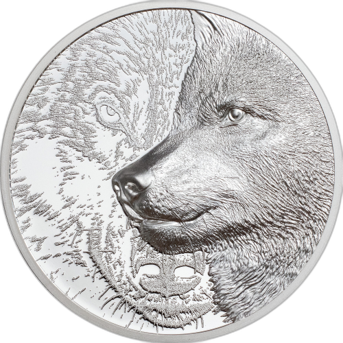 Thumbnail 1 troy ounce silver coin Mystic Wolf 2021 Proof front