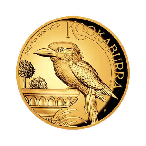 Thumbnail 5 troy ounce gouden munt Kookaburra 2021 Proof voorkant