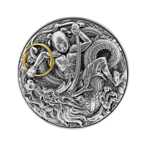 Thumbnail 2 troy ounce zilveren munt Ne Zha zoon van de drakenkoning 2021 voorkant