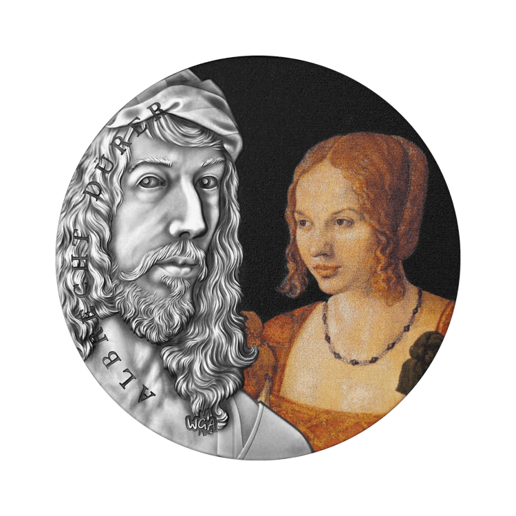 2 troy ounce zilveren munt Albrecht Dürer 2021 voorkant