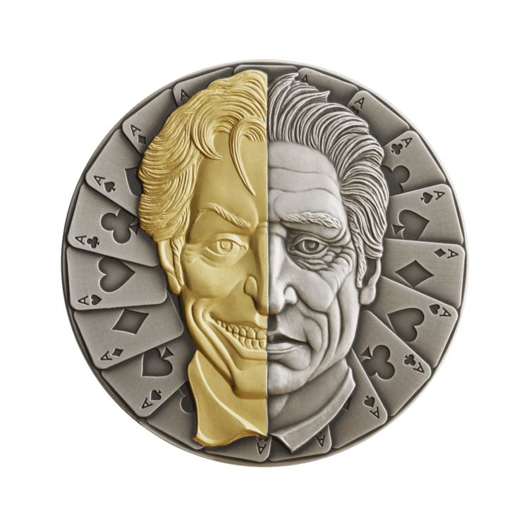 2 troy ounce silver coin mask 2021 - antique finish front