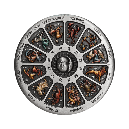 Thumbnail 5 troy ounce silver coin signs of the zodiac 2021 front