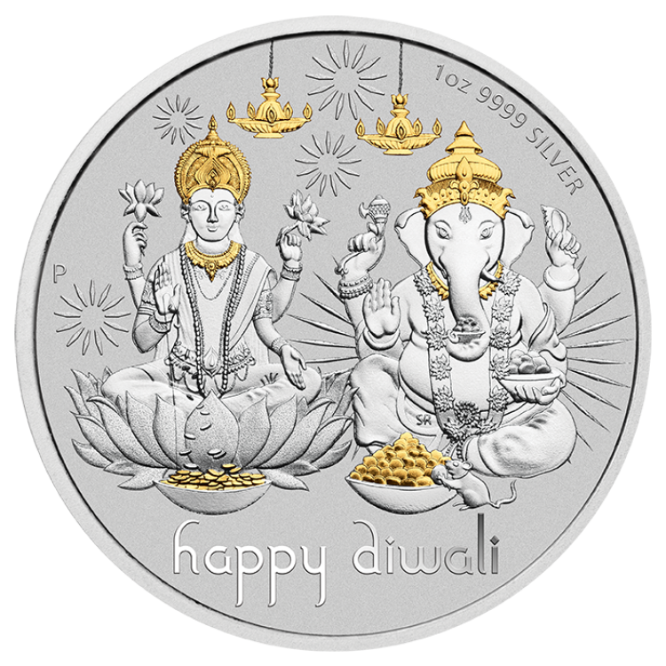 1 troy ounce silver coin Diwali 2021 front