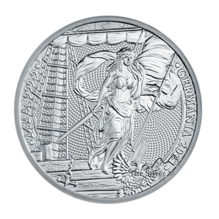 2 oz Germania Zilveren Munt 2021 voorkant