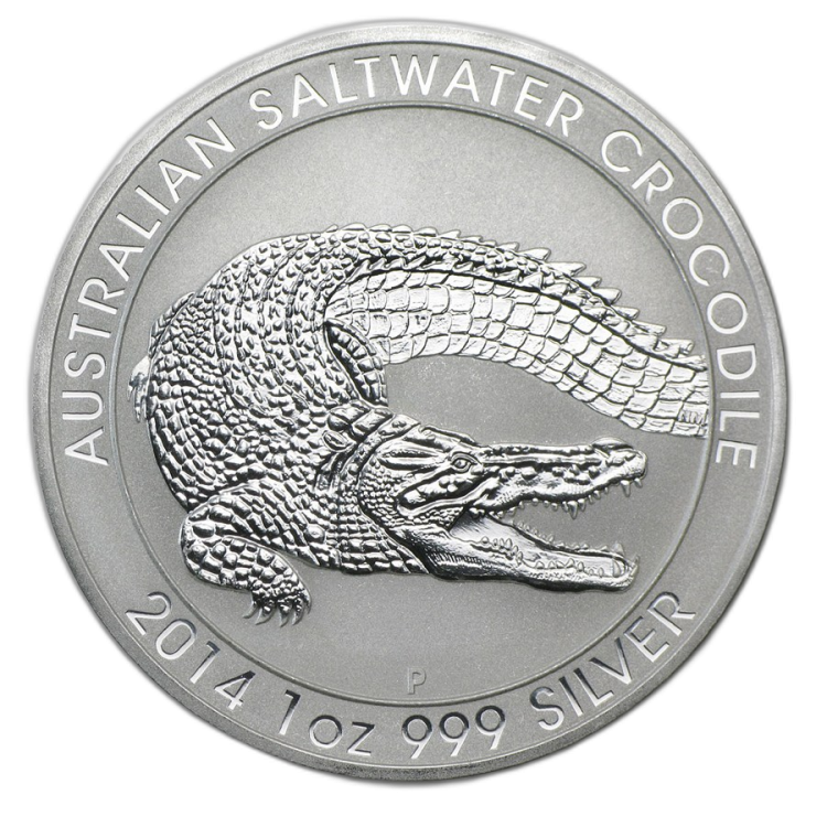 Saltwater Crocodile - 1 troy ounce zilveren munt 2015 voorkant
