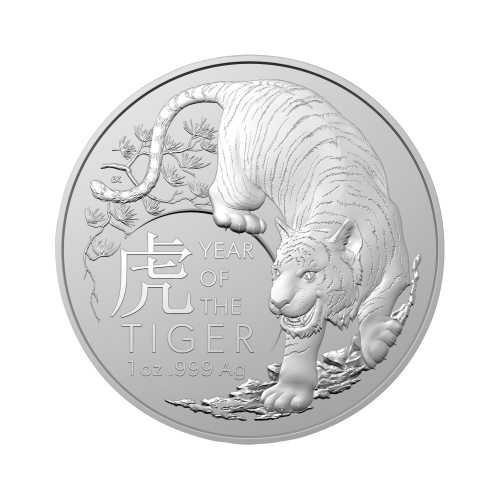 Thumbnail 1 oz Lunar Zilveren Munt 2022 voorkant
