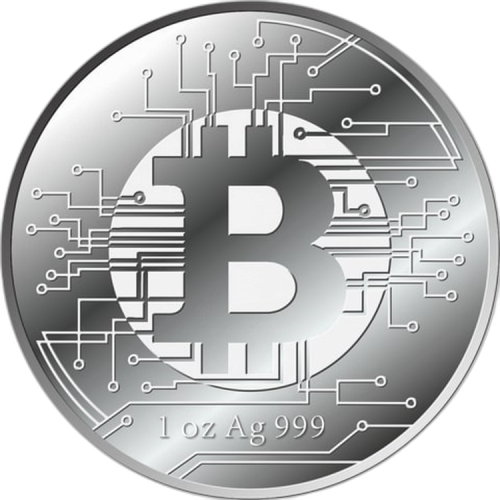 Thumbnail 1 troy ounce zilveren munt Bitcoin 2022 voorkant