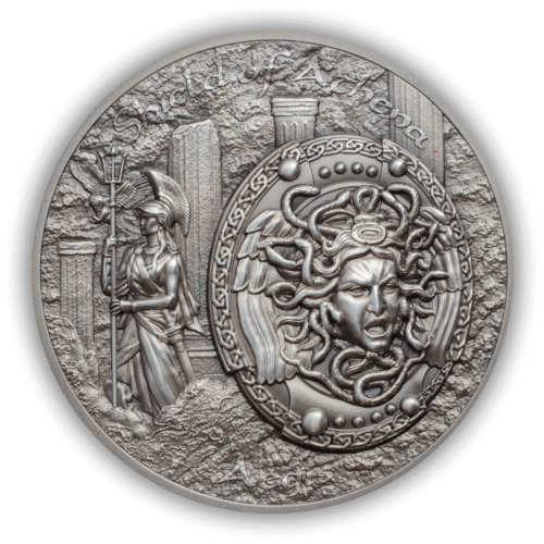 Thumbnail 2 Troy ounce zilveren Schild van Athena munt 2018 voorkant